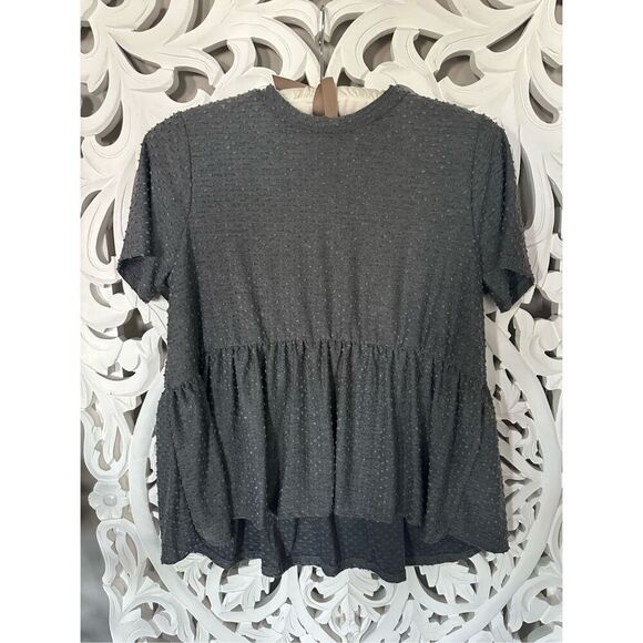 Jacquie the Label gray Swiss dot peplum top - Picture 1 of 5